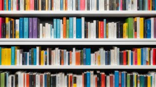 Une bibliothèque de livres colorés. Illustration du teaser de l’émission STREAM intitulée : Raz-de-marée ésotérique en librairie, du podcast Méta de Choc.